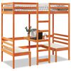 vidaXL Loft Bed Frame with Desk and Chairs Wax Brown 80x200cm Solid Wood Pine