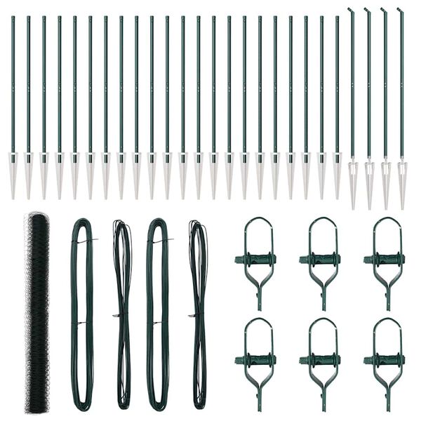 vidaXL Fence Post Green 50 x 1.5 m (50 mm mesh) Steel and PVC