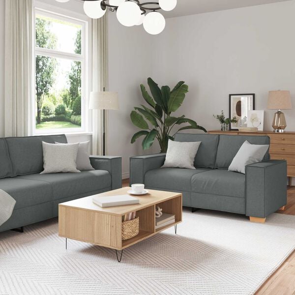 vidaXL Sofa 3 pcs Dark Grey Fabric