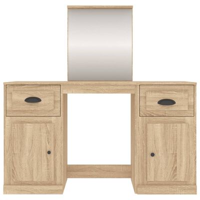 vidaXL Dressing Table with Mirror Sonoma Oak 130x50x132.5 cm