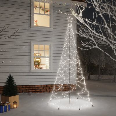 vidaXL Christmas Tree with Metal Post 500 LEDs Cold White 3 m