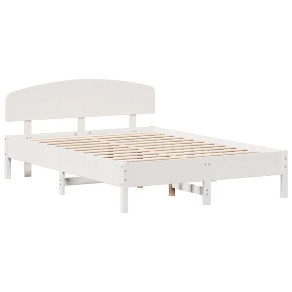 vidaXL Bed Frame without Mattress White 150x200 cm King Size Solid Wood Pine