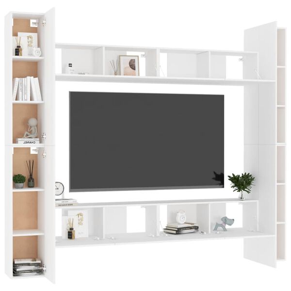 vidaXL 8 Piece TV Cabinet Set White Engineered Wood
