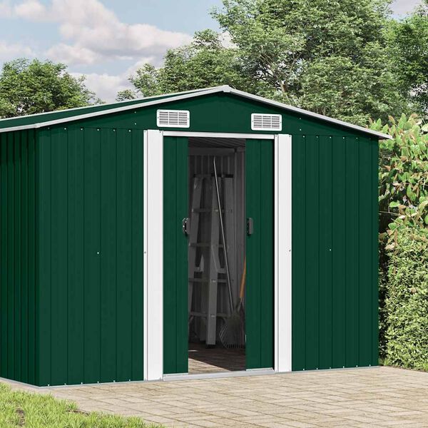 vidaXL Garden Shed 257x392x181 cm Metal Green