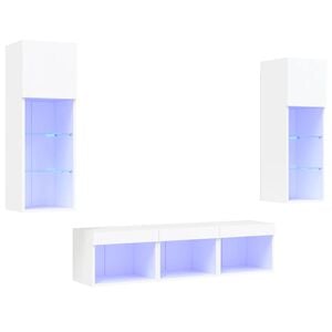 vidaXL 5 Piece TV Wall Units with LED White Engineered Wood