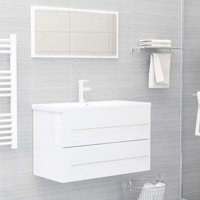 vidaXL Sink Cabinet High Gloss White 80x38.5x48 cm Engineered Wood