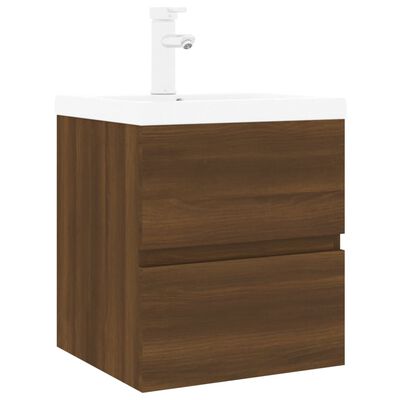 vidaXL Sink Cabinet with Built-in Basin Brown Oak Engineered Wood