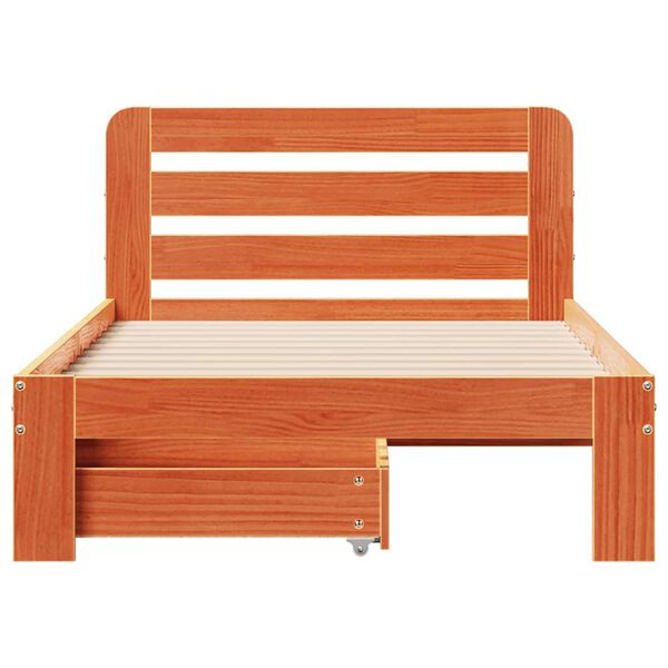 vidaXL Bed Frame without Mattress Wax Brown 90x190 cm Single Solid Wood Pine