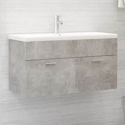 vidaXL Sink Cabinet with Built-in Basin Concrete Grey Engineered Wood