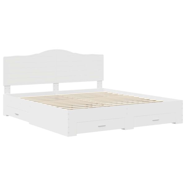 vidaXL Bed Frame with Headboard White 200 x 200 cm Engineered Wood