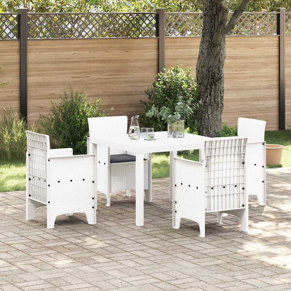 vidaXL Garden Dining Set 5 pcs White Polt rattan