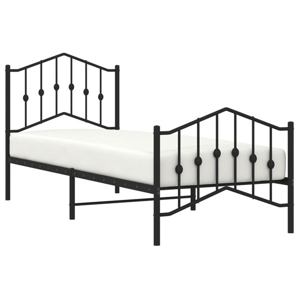 vidaXL Metal Bed Frame without Mattress with Footboard Black 80x200cm