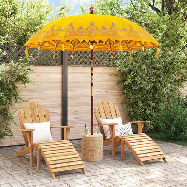 vidaXL Balinese Parasol Yellow 215 x 215 x 260 cm Cotton and Wood