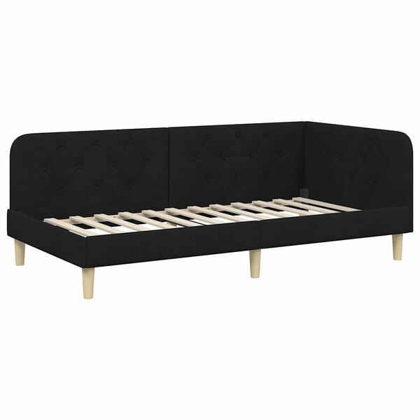 vidaXL Corner Bed Frame with Headboard Black 90 x 190 cm Fabric