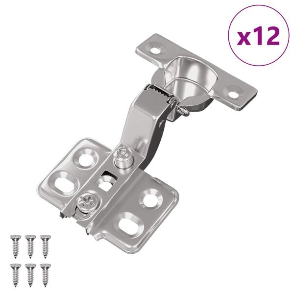 vidaXL Hinge 12 pcs Nickel 85 x 52.5 x 9.5 mm Iron