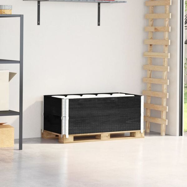 vidaXL Pallet Collars 2 pcs Black 100x50 cm Solid Wood Pine