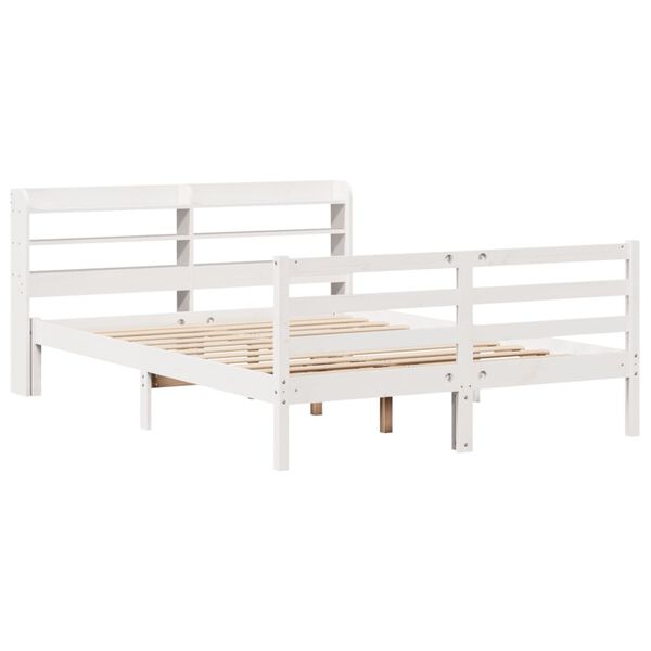 vidaXL Bed Frame with Headboard without Mattress White 120x200 cm