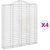 vidaXL Arched Gabion Baskets 4 pcs 200x30x220/240 cm Galvanised Iron