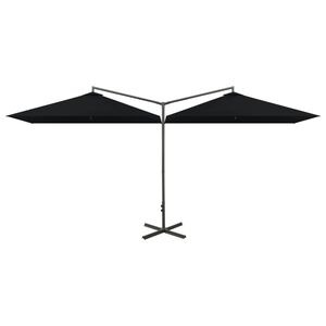 vidaXL Double Garden Parasol with Steel Pole Black 600x300 cm