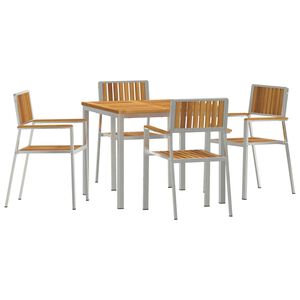 vidaXL Outdoor Dining Set 5 pcs Brown Solid Acacia Wood