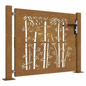 vidaXL Garden Gate 100x75 cm Corten Steel Bamboo Design