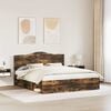 vidaXL Bed Frame Smoked Oak 200 x 200 cm Solid Pine Wood