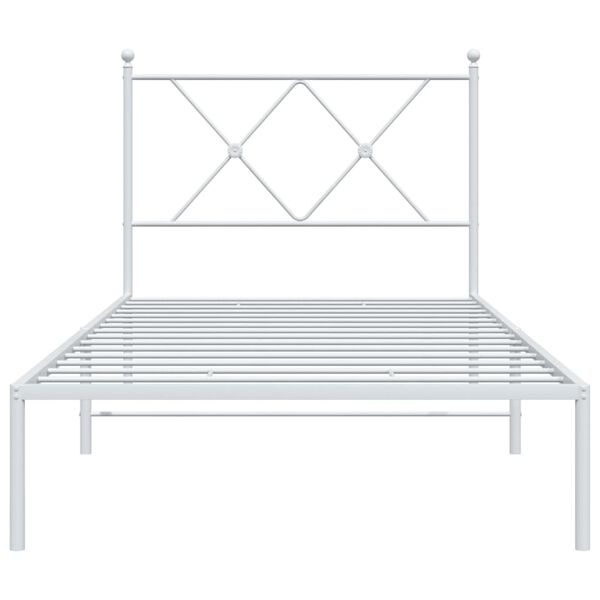 vidaXL Metal Bed Frame without Mattress with Headboard White 90x190cm