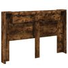 vidaXL Headboard Cabinet with LED Smoked Oak 160 x 16.5 x 103.5 cm