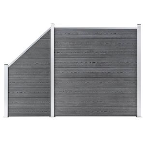 vidaXL WPC Fence Set 1 Square + 1 Slanted 273x186 cm Grey