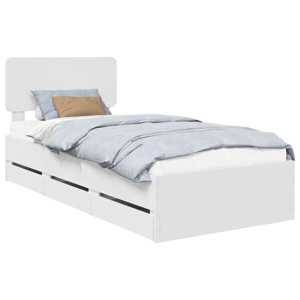 vidaXL Bed Frame with Headboard White 100 x 200 cm Engineered Wood