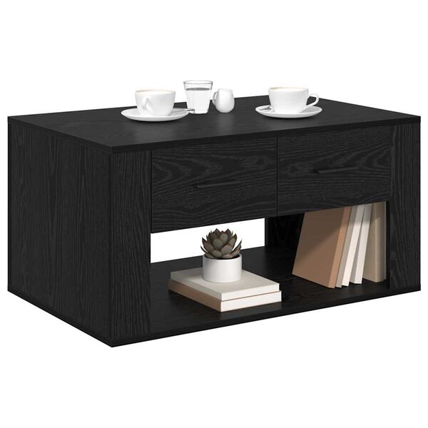 vidaXL Coffee Table Black Oak 80 x 50 x 40 cm Engineered Wood