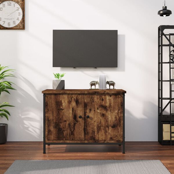 vidaXL TV Cabinet with Doors Smoked Oak 60x35x45 cm Engineered Wood