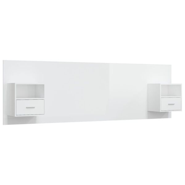 vidaXL Bed Headboard with Cabinets High Gloss White Engineered Wood