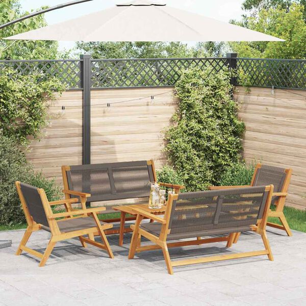 vidaXL Garden Chairs with Table 5 pcs Grey Solid Acacia wood