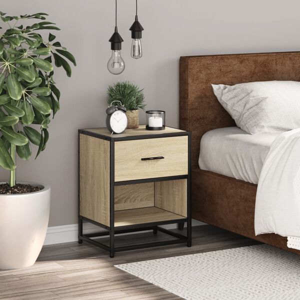 vidaXL Bedside Cabinet Sonoma Oak 40x31x50 cm Engineered Wood