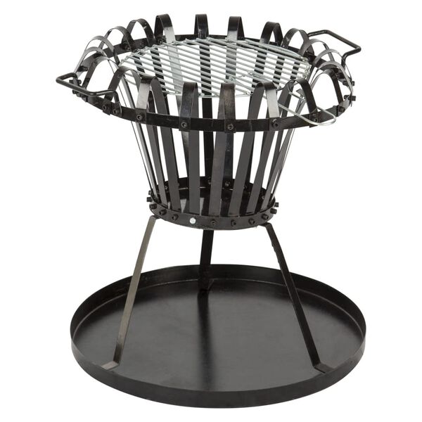 Practo Garden Fire Pit with BBQ Grill Black