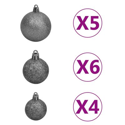 vidaXL Artificial Half Pre-lit Christmas Tree with Ball Set White 210 cm