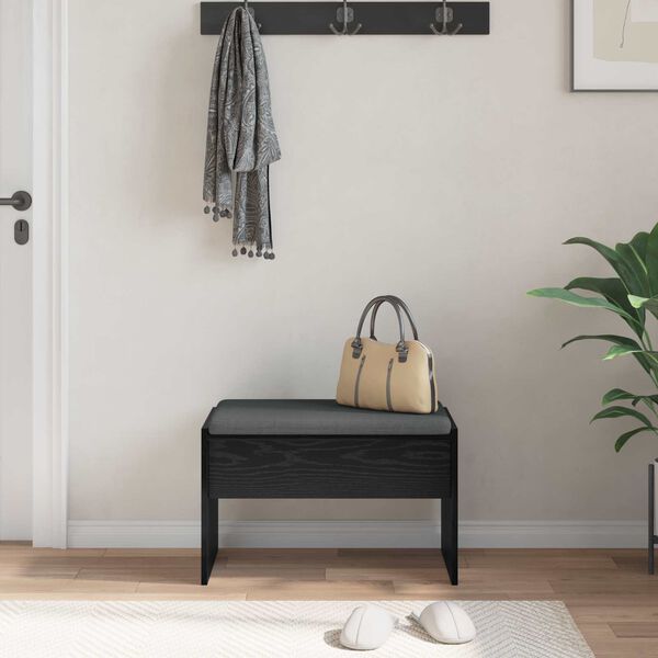 vidaXL Hall Bench with Cushion Black Oak 63 x 38 x 40 cm