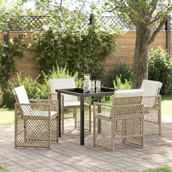 vidaXL Garden Dining Set 5 pcs Beige Poly Rattan
