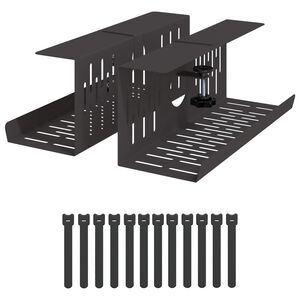 vidaXL Under Desk Cable Management Tray 2 pcs Black 35 x 12 x 13 cm