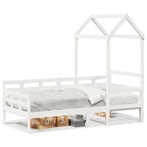 vidaXL Day Bed with Roof without Mattress White 80x200 cm Solid Wood