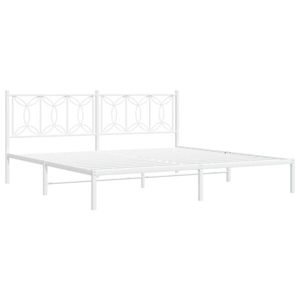 vidaXL Metal Bed Frame without Mattress with Headboard White 200x200cm