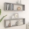 vidaXL Wall Cube Shelf 2 pcs Concrete Grey 100x15x30 cm Engineered Wood