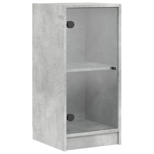 vidaXL Side Cabinet with Glass Doors Concrete Grey 35x37x75,5 cm