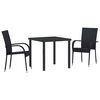 vidaXL Garden Dining Set 3 pcs Black Powder-Coated Steel