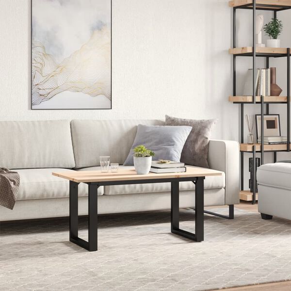 vidaXL Coffee Table O-Frame 100x50x45 cm Solid Wood Pine and Steel