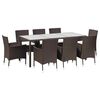 vidaXL 9 Piece Garden Dining Set with Cushions Brown Poly Rattan