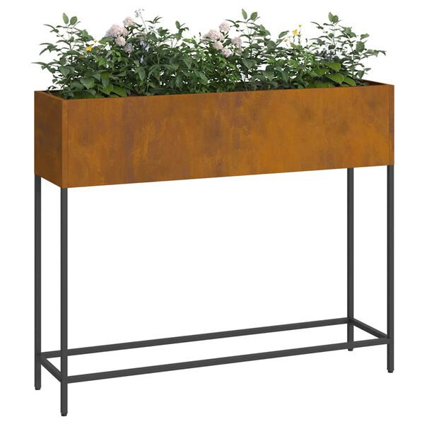 vidaXL Raised Garden Planter Rusty 100 x 26 x 82 cm Steel