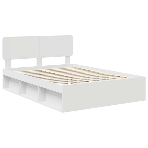 vidaXL Bed Frame with Headboard White 160 x 200 cm Solid Pine Wood