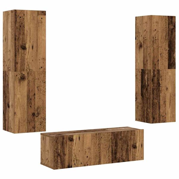 vidaXL Wall Mounted TV cabinets 3 pcs Old Wood Engineered Wood